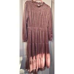 Diverse Italia Pink Velvet Cottagecore Dress Tiered Size XL To XXL Boho